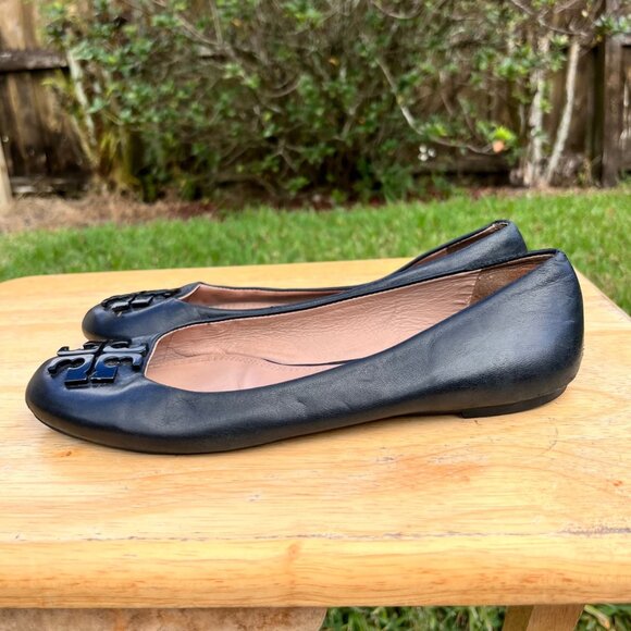 Tory Burch Lowell 2 Black Leather Ballet Flats Size 7.5 - Picture 2 of 10